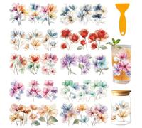 GOMAKERER 10 Sheets Flower UV DTF Cup Wrap for 16 OZ, Perspective Watercolor Flowers UV DTF Rub on Transfers Waterproof Transfer Sticker Decals for Crafts Laptop Mobile Phone Case, 9.5x4.3 Inch