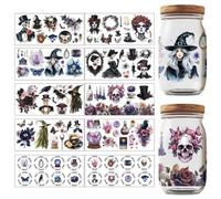 GOMAKERER 10 Sheets Magic UV DTF Cup Wraps, Dark Aesthetic Transfer Stickers Black Rose Goth Skull Witch UV Rub Transfer Stickers for 16 Oz Glass Cups Milk Tea Cups Mugs Container Decor