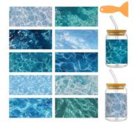 GOMAKERER 10 Sheets Ripple Water UV DTF Cup Wraps, 10 Styles Pearlescent Ripple Stream Cup Wrap Decals Lake River Waterproof Rub on Transfer Stickers for Glass Cups Journal Art Crafts