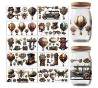GOMAKERER 10 Sheets Steampunk Style UV DTF Cup Wraps, Aesthetic Transfer Stickers Antique Vinyl UV Rub Transfer Stickers for 16 Oz Glass Cups Milk Tea Cups Mugs Container Decor