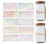 GOMAKERER 10 Sheets Transfers Stickers, Rub on Transfers UV DTF Cup Wraps Letters Number Waterproof Printing UV Transfer Paper for 16 oz Glass Cups DIY Crafts Furniture Decor