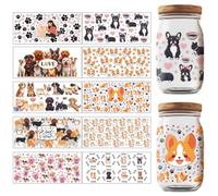 GOMAKERER 10 Sheets Transfers Stickers, Waterproof Rub on Transfers Puppy Dog Themed Cup Wraps Decal for Glass Cups DIY Crafts Furniture Decorations