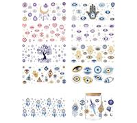 GOMAKERER 10 Sheets UV DTF Cup Wrap Transfer Stickers, Lucky Evil Eyes Rub on Decals Blue Dream Catcher Pattern Cup Transfer Decoration for DIY Bottles Drink Jam Cake Container
