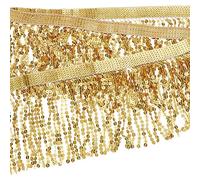 GOMAKERER 10 Yards Sequins Fringe Trim, Golden Sequins Lace Tassel Sewing Fringe Trim Garment Accessories for DIY Dance Stage Costume Clothing Dress Decor