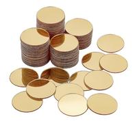 GOMAKERER 100 Pcs Mini Acrylic Mirror Tiles, 1 inch Self Adhesive Round Mirror Stickers Mosaic Tiles Small Decorative Mosaic Mirror Sheets for DIY Crafts Wall Decor and Jewelry Making, Golden