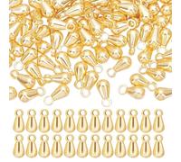 GOMAKERER 100 Pcs Teardrop Charms, Real 18K Gold Plated Brass Chain Extender Drop Charms with 1mm Hole Drop End Pieces for DIY Jewelry Making