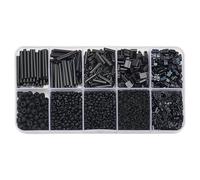 GOMAKERER 100G 10 Styles Glass Seed Beads, Frosted Black Round Glass Beads Flat Square Beads Rec Half CutBeads for Multi-Strand Jewelry Craft Making