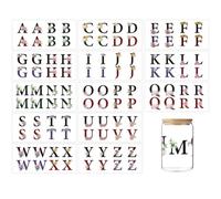 GOMAKERER 104 Pcs UV DTF Cup Wraps Sticker, Letter A~Z UV DTF Cup Wrap for 16OZ Glass Flower Design Alphabet Transfer Stickers on UV DTF Transfer Decals for DIY Glass Cups Wood Crafts
