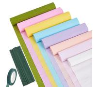 GOMAKERER 111 Pcs Crepe Paper Flower DIY Kits, Include 8 Rolls 8 Colors Crepe Paper Sheets 3 Rolls Garden Grafting Tape and 100 Pcs Green Floral Iron Wire for Birthday Party Wedding