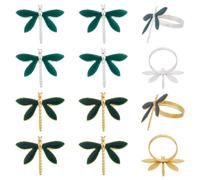 GOMAKERER 12 Pcs 2 Colors Dragonfly Napkin Rings, Insect Shape Napkin Rings Metal Napkins Holders for Thanksgiving Harvest Christmas Daily Home Party Table Decor Table Decoration Rings