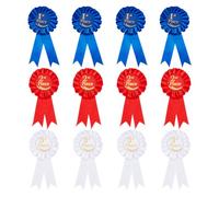 GOMAKERER 12 Pcs 3 Colors Award Ribbon Rosette Set, Satin Participation Ribbon Honorable Ribbon Badge Award Ribbon Rosette Set for Classroom Prize Science Fair Talent Show Spelling Bee