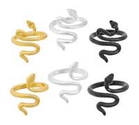 GOMAKERER 12 Pcs 6 Styles Crochet Ring for Finger, Snake Shape Adjustable Crochet Tension Rings Finger Crochet Rings for Crocheting Snake Yarn Ring for Women