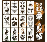 GOMAKERER 12 Pcs Animal Stencils for Painting, 31 Styles Cute Animal Painting Stencils Reusable Plastic Drawing Templates for Scrapbooking DIY Art Craft