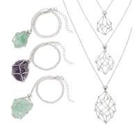 GOMAKERER 12 Pcs Crystal Necklace Holder, 3 Style Adjustable Crystal Cage Necklaces Alloy Empty Stone Holder Pendant for Women Men, Platinum