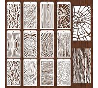 GOMAKERER 12 Pcs Decorative Painting Templates, 12 Styles Mixed Abstract Wooden Texture Mixed Crackle Painting Stencils Reusable Art Drawing Templates for Painting on Wall Wood Home Decor