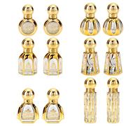GOMAKERER 12 Pcs Essential Oil Roller Bottles, 10ml/12ml/15ml Vintage Gold Glass Empty Perfume Roll-on Bottle Arabic Perfume Oil Mini Glass Bottles for Perfume Sample Travel Containers