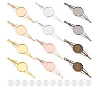 GOMAKERER 12 Pcs Hair Clips with Blank Round Tray, 6 Colors Brass Hair Bobby Pins with 12 Pcs 19.5mm Clear Cabochons Hair Pins Setting Blank for DIY Picture Photos Dome Cameo Barrettes Findings