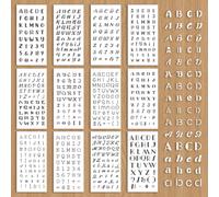 GOMAKERER 12 Pcs Letter Stencils for Painting, 12 Styles Alphabet Elements Painting Stencils Reusable Art Drawing Templates for Painting on Wall Wood Home Decor