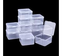 GOMAKERER 12 Pcs Mini Plastic Clear Beads Storage Containers Box, Transparent Boxes with Hinged Lid Square Flip-Top Transparent Plastic Packaging Box for Collecting Small Items, Beads, Game Pieces