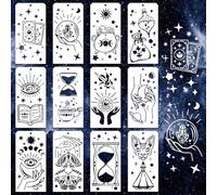 GOMAKERER 12 Pcs Painting Stencils, Reusable Craft Templates Magic Theme Stencil Template for Wall Decor, Fabric, Wood, Canvas