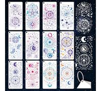 GOMAKERER 12 Sheets Astrological Chart Stencil for Painting, Star Sign Drawing Stencil Astrology Stencils Tarot Room Reusable Art Stencils Template for Painting on Wall Wood Home Decor