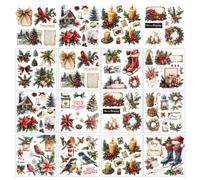 GOMAKERER 12 Sheets Christmas Rub on Transfers for Crafts and Furniture, Vintage Christmas Santa and Tree Xmas Rub on Transfer Stickers Winter Decals for DIY Craft Home Window Decor, 5.5x5.5 Inch