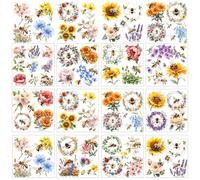 GOMAKERER 12 Sheets Flowers and Bee Rub on Transfers for Crafts, Vintage Pattern Rub on Transfer Stickers Art Style PVC Rub On Decals for DIY Craft Home Window Wood Decor, 14x14cm