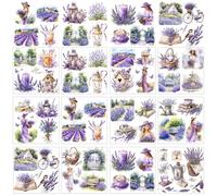 GOMAKERER 12 Sheets Purple Lavender Rub on Transfers for Crafts, Vintage Floral Rub on Transfer Stickers Art Style PVC Rub On Decals for DIY Craft Home Window Wood Decor, 14x14cm