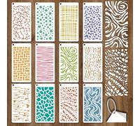 GOMAKERER 12 Sheets Texture Pattern Stencils for Painting, Abstract Reusable PET Stencils Drawing Stencil for Painting on Wall Wood Home Decor, 9.45x4.72 Inch