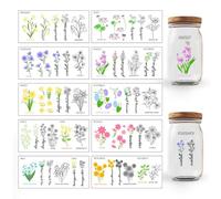 GOMAKERER 12 Sheets UV DTF Cup Wraps, 12 Styles Birth Flowers by Month Rub on Transfer Decals Floral Transfer Stickers Roses Daisies Violets Rub on Decals for Glass Cups Wood Crafts