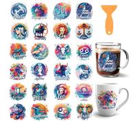GOMAKERER 12 Sheets UV DTF Cup Wraps, Colourful Constellation UV DTF Cup Wraps for 16 oz Glass, Waterproof Uvdtf Cups Wraps Transfer Stickers for DIY Bottles, Drink Milk Tea Cups, Laptop