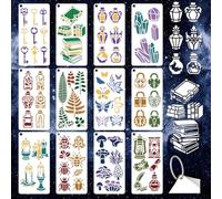 GOMAKERER 12 Sheets Witchy Vintage Mystical Stencil for Painting, Mushrooms Butterfly Candles Magic Box Reusable PET Stencils Halloween Drawing Stencil for Painting on Wall Wood Home Decor