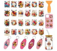 GOMAKERER 120 Pcs 2 Styles Motel Keychain Stickers, Butterfly Floral UV DTF Transfer Stickers Bible Verse Transfer Sticker Decal Rub on Transfers for Acrylic Hotel Keychain Card