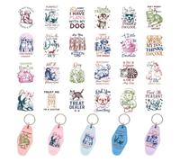 GOMAKERER 120 Pcs 2 Styles Motel Keychain Stickers, Dogs and Cats UV DTF Transfer Stickers Waterproof Transfer Sticker Decal Rub on Transfers for DIY Blank Acrylic Hotel Keychain Card