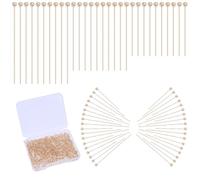 GOMAKERER 120 Pcs 3 Sizes Real 18K Gold Plated Ball Head Pins, Brass Wire Needle Headpins 24 Gauge Satin Pins for Crafting DIY Handmade Jewelry Making Accessories
