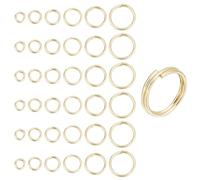 GOMAKERER 120 Pcs 6 Sizes Brass Split Rings, Real 14K Gold Plated Double Loops Rings Small Key Chain Hoops 4mm 5mm 6mm 7mm 8mm 10mm for Crafts Bracelet Jewelry Making