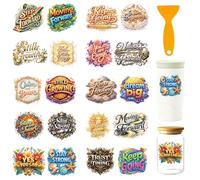 GOMAKERER 120 Pcs Motivational Phrase UV DTF Cup Wraps, 4.3x9.4Inch Inspirational Positive UV DTF Transfer Stickers Waterproof Rub on Transfer Decals for Glass Bottle Vase Furniture Crafts(10 Sheets)