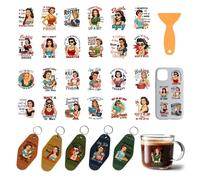 GOMAKERER 120 Pcs Vintage Women UV DTF Cup Wraps, 24 Styles Humorous Quotes Cup Wraps Decals Funny Waterproof Rub on Transfer Stickers for Glass Cups Furniture Decorations