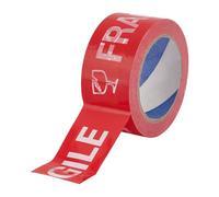 GOMAKERER 125.77 Yards Fragile Packaging Tapes, 5cm/1.97 Inch Width Red Warning Tape Stickers Storage Packaging Tape Roll Self-Adhesive Sealing Tape for Packaging Shipping