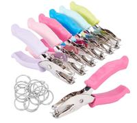 GOMAKERER 12Pcs Single Hole Paper Punch, 6 Colors 1/4 Inch Hole Paper Punch with Grip Handles Circle Shape Puncher With 14Pcs 25mm Iron Binder Hinged Rings for Paper Craft Scrapbooking Cards Arts