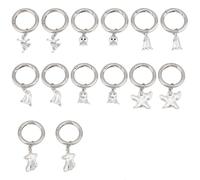 GOMAKERER 14 Pcs Ghost Boot Shoe Charms with Spring O Rings, 7 Styles Tibetan Style Shoe Decoration Alloy Shoe Charms Pendant for Boot Bag Purse Halloween Decor 1.6-2.3inch(4.3-5.9cm), Platinum