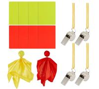GOMAKERER 14 Pcs Soccer Referee Kit, Including 4 Pcs Stainless Steel Sports Whistles 2 Pcs Satin Penalty Flags 8 Pcs Plastic Blank Penalty Cards Plastic Blank Penalty Cards