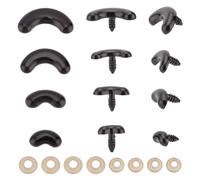 GOMAKERER 140 Sets 4 Styles Crafting Noses with Spacers, Acrylic Heart Shape Dog Safety Eyes Arch Shape Teddy Bear Noses Doll Mouth Doll Eyebrows Doll Making Supplies Puppy Nose