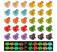GOMAKERER 140Pcs Luminous Miniature Frog, 10 Colors Glow in the Dark Frog Figurine Bulk Plastic Frog Statue Micro Landscape Desktop Ornament for DIY Fairy Garden, Home Party Decoration, Gift