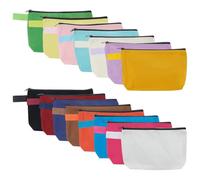 GOMAKERER 15 Pcs 15 Colors Canvas Makeup Bags, 8.6 x 5 x 0.26 Inch Cosmetic Pouch Multipurpose Zippered Bags with Handles for Travel Daily Organizer DIY Projects