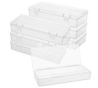 GOMAKERER 15 Pcs Clear Boxes with Hinged Lid, 5.98x2.48Inch Plastic Storage Boxes Rectangle Flip-Top Transparent Plastic Packaging Box for Collecting Small Items Beads Game Pieces Crafts Items