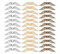 GOMAKERER 150 Pcs 3 Colors Angel Wings Beads, Vintage Tibetan Style Beads Angel Wings Charms Alloy Spacer Beads for Bracelet Necklace Jewelry Crafts Making