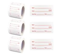 GOMAKERER 1500 Red Food Labels, 0.9x1.9inch (2.5x5cm), Dissolvable, Removable, Freezer Safe, Kitchen Storage, 3 Rolls of 500pcs Each