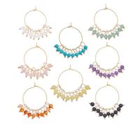 GOMAKERER 16 Pcs 8 Colors Birthstone Crystal Charm, Natural Stones Drop Charms Pendant with Brass Wire for DIY Jewelry Earrings Making