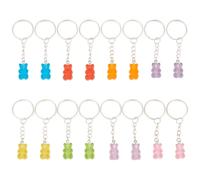 GOMAKERER 16 Pcs Gummy Bear Keychains, 8 Colors Resin Cute Candy Bear Key Chain Cartoon Bear Hanging Pendant for Purse Bag Wallet Backpack Earphone Charm Decors Party Favors